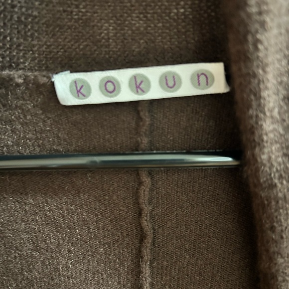 Kokun Cashmere Brown Open Front‎ Cardigan Sz Small - Picture 2 of 4